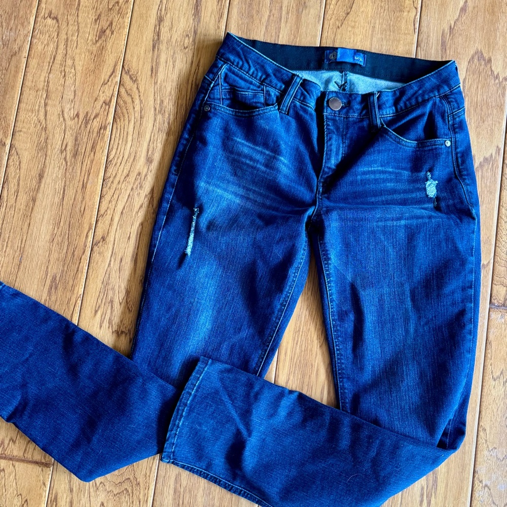 Democracy Ab Solution Straight Jeans Women’s 6 Dark Wash Denim Elastic Waist